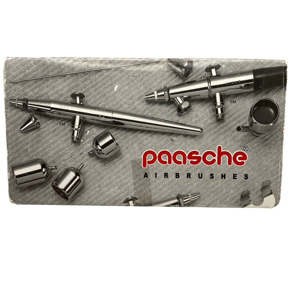 Paasche Airbrush H Series Single Action Siphon Feed Kit Brown Wood Handle USA